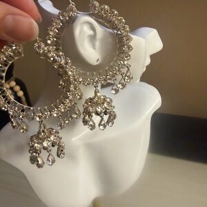 Elegant Silver Crystal Hoop Earrings